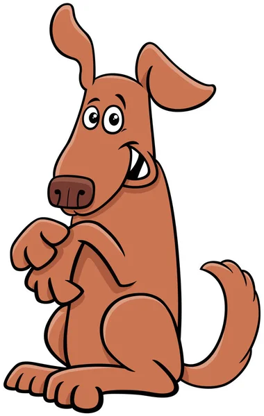 Mutlu Kahverengi Köpek Çizgi Roman Hayvanı Karakteri Çizimi — Stok Vektör