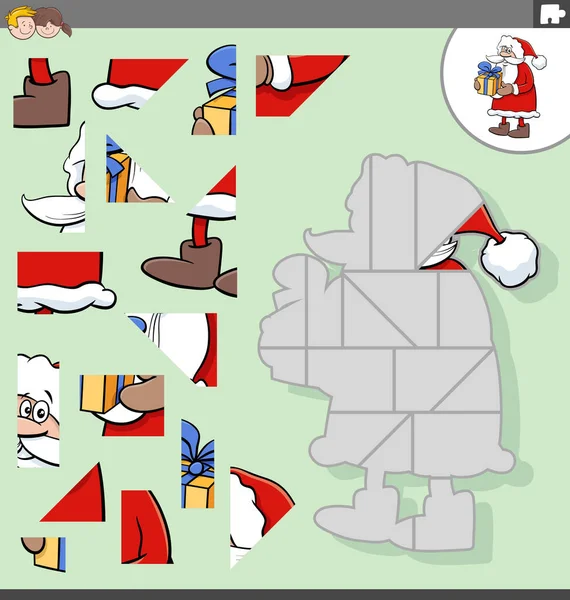Ilustracja Kreskówki Edukacyjnej Gry Puzzle Dla Dzieci Postaci Świętego Mikołaja — Wektor stockowy