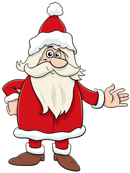 Desenhos Animados Ilustração Feliz Personagem Papai Noel Época Natal — Vetor de Stock