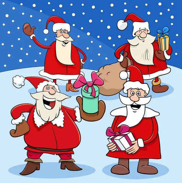 Tecknad Illustration Santa Clauses Seriefigurer Juletid — Stock vektor