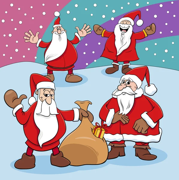 Tecknad Illustration Santa Clauses Seriefigurer Juletid — Stock vektor