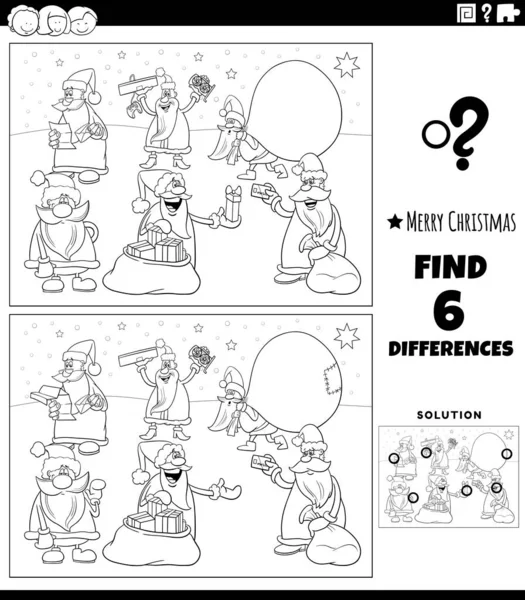 Illustrazione Bianco Nero Del Cartone Animato Trovare Differenze Tra Immagini — Vettoriale Stock