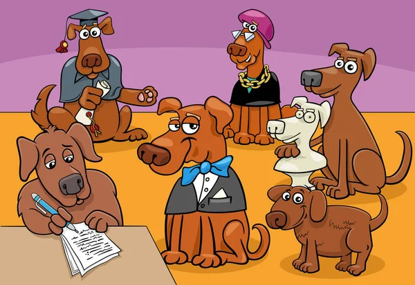 Cartoon Illustration Funny Dogs Comic Animal Characters Group — ストックベクタ