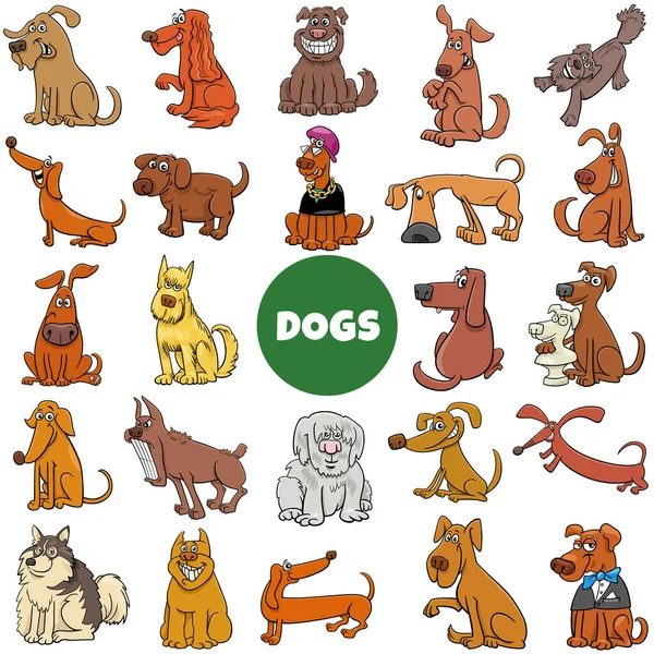 Γελοιογραφία Απεικόνιση Των Σκύλων Και Κουτάβια Ζώων Κωμικούς Χαρακτήρες Μεγάλο — Διανυσματικό Αρχείο