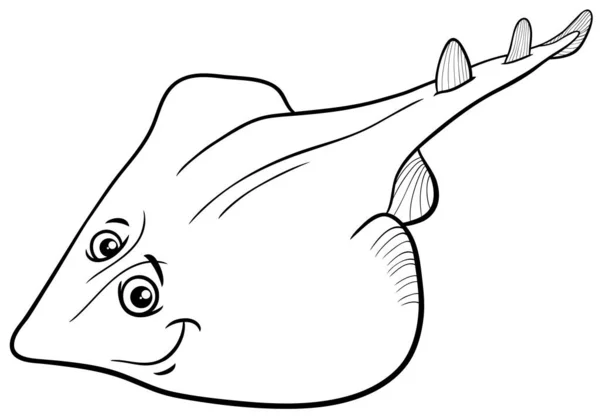 Illustrazione Bianco Nero Del Cartone Animato Xyster Guitarfish Marine Animal — Vettoriale Stock