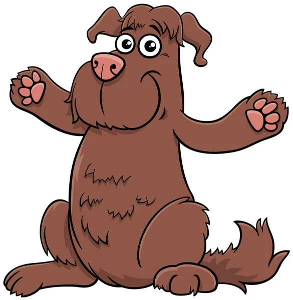 Ilustracja Kreskówki Śmieszne Brązowe Kudłaty Pies Komiks Zwierzę Charakter — Wektor stockowy