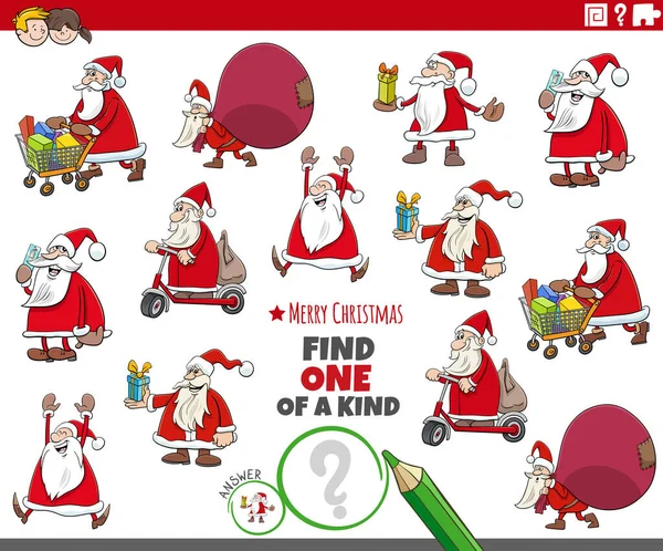 与圣诞老人圣诞节人物一起找到一种图片教育游戏的卡通画 — 图库矢量图片
