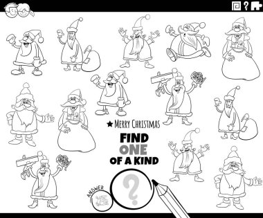 Noel Baba 'nın Noel Baba karakterlerini renklendirme sayfasının renkli resimlerinden birini bul.