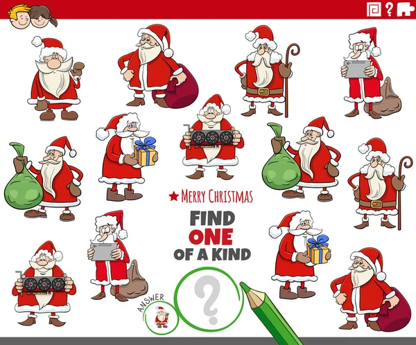 与圣诞老人圣诞节人物一起找到一种图片教育任务的卡通画 — 图库矢量图片