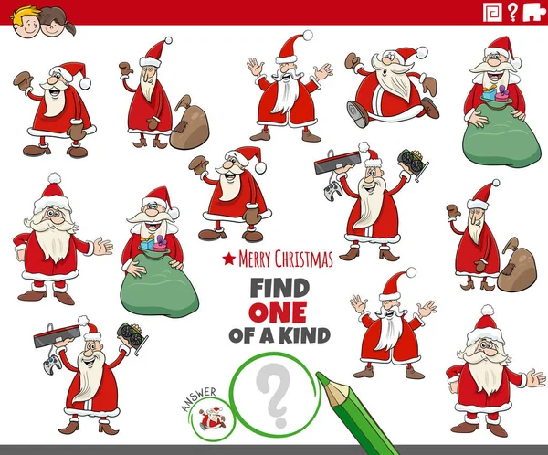 与圣诞老人圣诞节人物一起找到一种图片教育游戏的卡通画 — 图库矢量图片