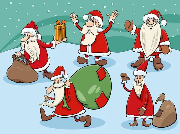 Ilustracja Komiksów Santa Clauses Czas Bożego Narodzenia — Wektor stockowy