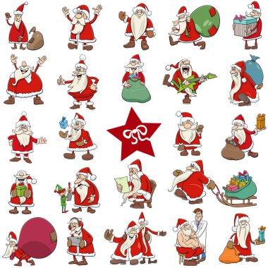 Noel Baba 'nın karikatür çizimi Noel tatili karakterleri büyük set