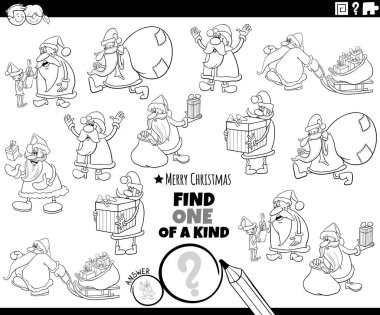 Noel Baba 'nın Noel Baba karakterlerini renklendirme sayfasının renkli resimlerinden birini bul.