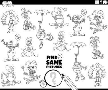 Çizgi roman çizimleri, çizgi roman karakterlerinin renklendirme sayfası ile aynı iki eğitici oyunu bulduklarını gösteriyor.