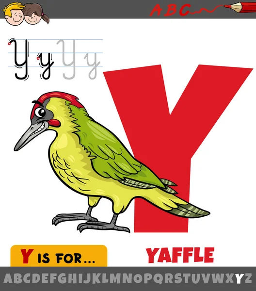 Educational Cartoon Illustration Letter Alphabet Yaffle Bird Animal Character — Wektor stockowy