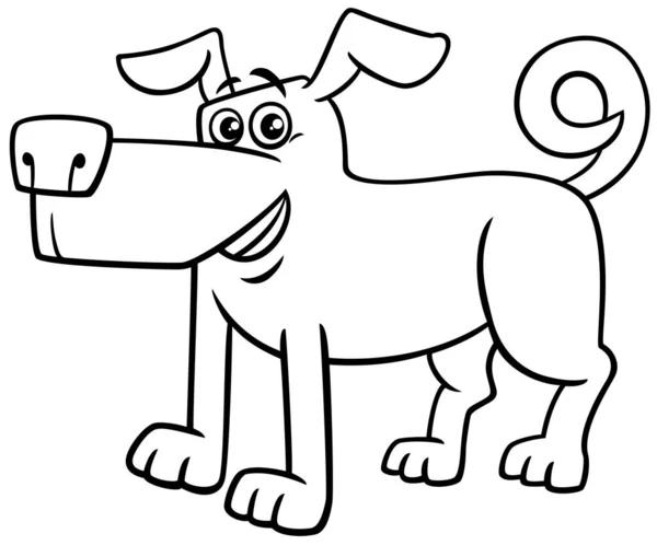 Black White Cartoon Illustration Funny Dog Comic Animal Character Coloring — Vettoriale Stock