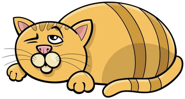 Dibujos Animados Ilustración Divertido Gato Somnoliento Personaje Animal Cómico — Vector de stock
