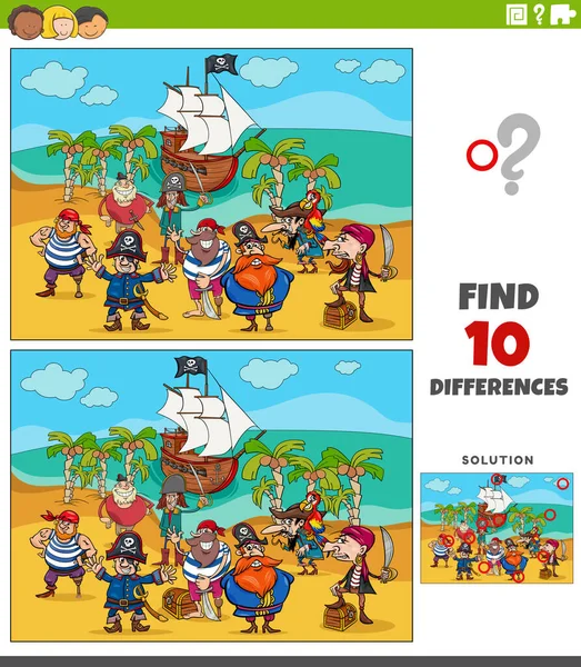 图片说明发现宝岛上与海盗人物形象群的图片教育游戏差异 — 图库矢量图片