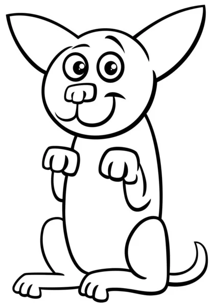Desenhos Animados Preto Branco Ilustração Cão Brincalhão Personagem Animal Fazendo —  Vetores de Stock