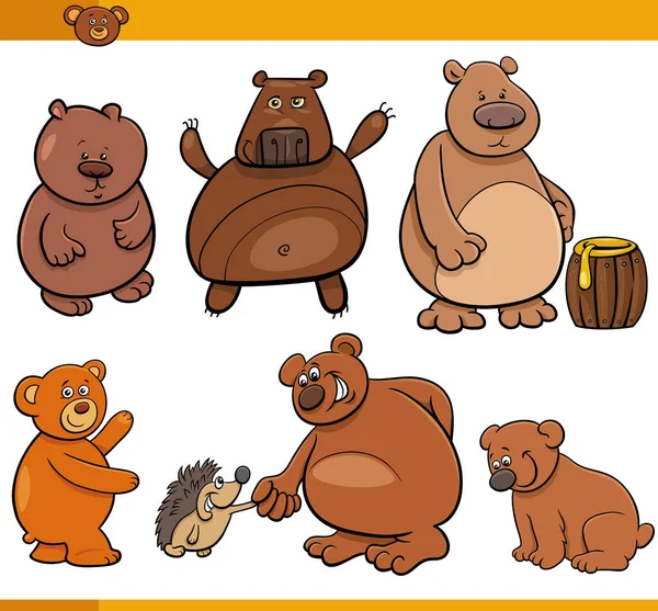 Γελοιογραφία Εικονογράφηση Των Αστείων Αρκούδες Κόμικ Χαρακτήρες Ζώων Που — Διανυσματικό Αρχείο