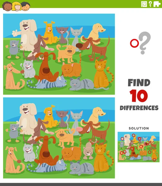 Γελοιογραφία Απεικόνιση Της Εύρεσης Των Διαφορών Μεταξύ Εικόνες Εκπαιδευτικό Παιχνίδι — Διανυσματικό Αρχείο