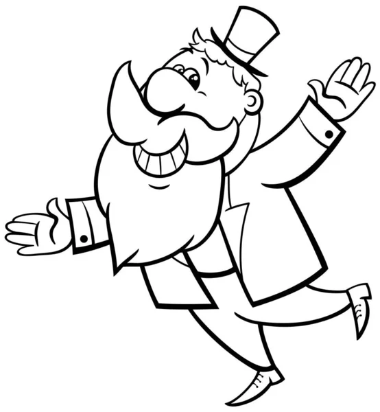 Black White Cartoon Illustration Funny Leprechaun Fantasy Character Saint Patrick — Stock Vector