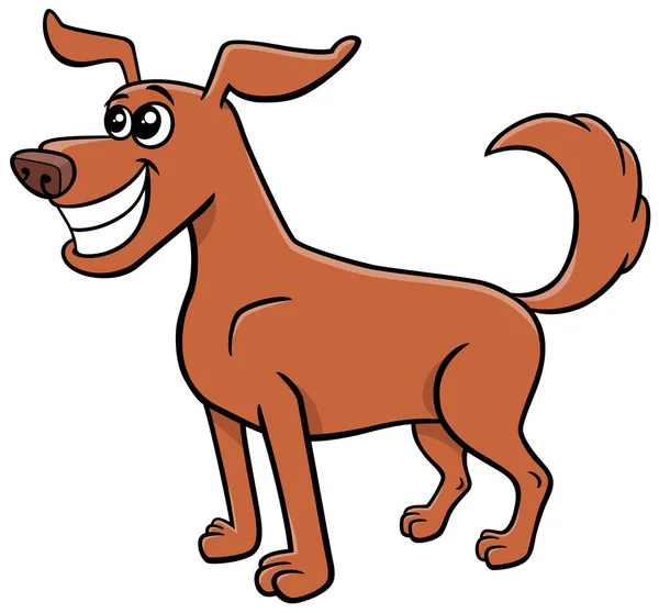 Cartoon Illustration Happy Brown Dog Comic Animal Character — Stock Vector