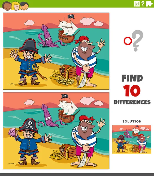 图片说明发现宝岛上与海盗人物的图片教育游戏差异 — 图库矢量图片