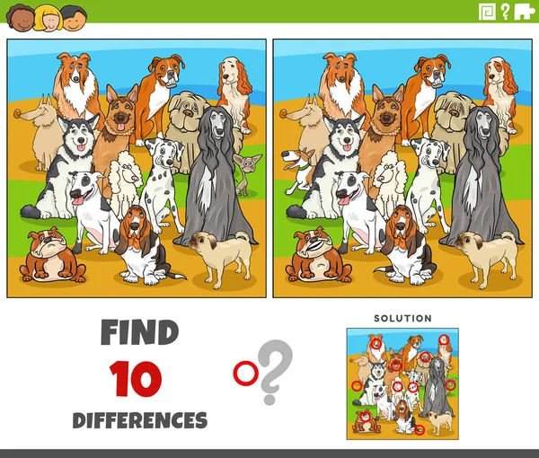 Ilustrasi Kartun Menemukan Perbedaan Antara Gambar Permainan Pendidikan Dengan Karakter - Stok Vektor
