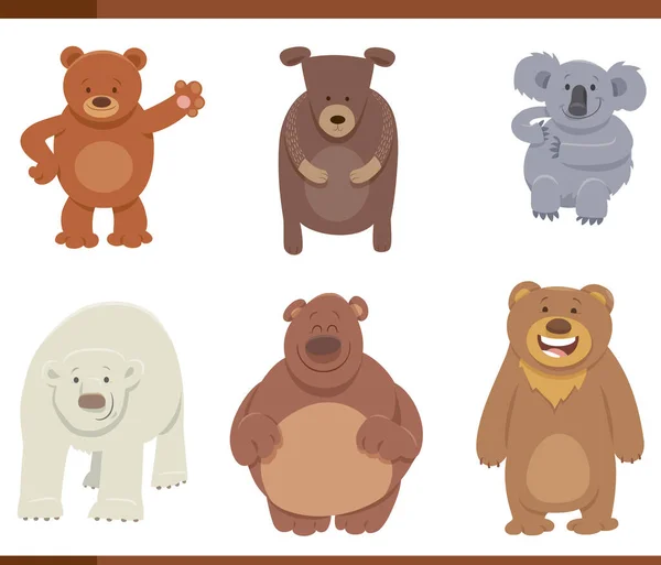 Γελοιογραφία Εικονογράφηση Των Αστείων Αρκούδες Άγρια Ζώα Κόμικ Χαρακτήρες Που — Διανυσματικό Αρχείο