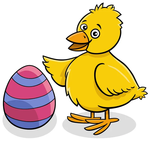 Cartoon Illustration Little Yellow Chick Easter Egg — Stock Vector
