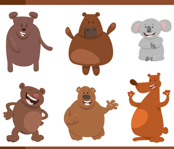 Ilustracja Komiksu Śmieszne Niedźwiedzie Dzikie Zwierzęta Komiks Znaków Zestaw — Wektor stockowy