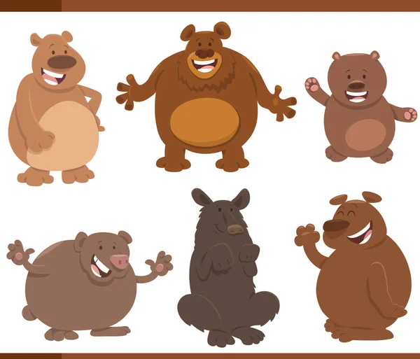 Cartoon Illustration Von Lustigen Bären Wilde Tiere Comic Figuren Gesetzt — Stockvektor