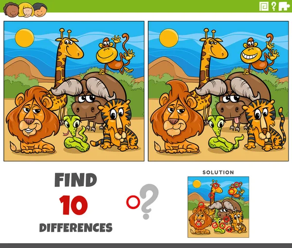 图片说明发现Safari动物群图片教育任务的差异 — 图库矢量图片