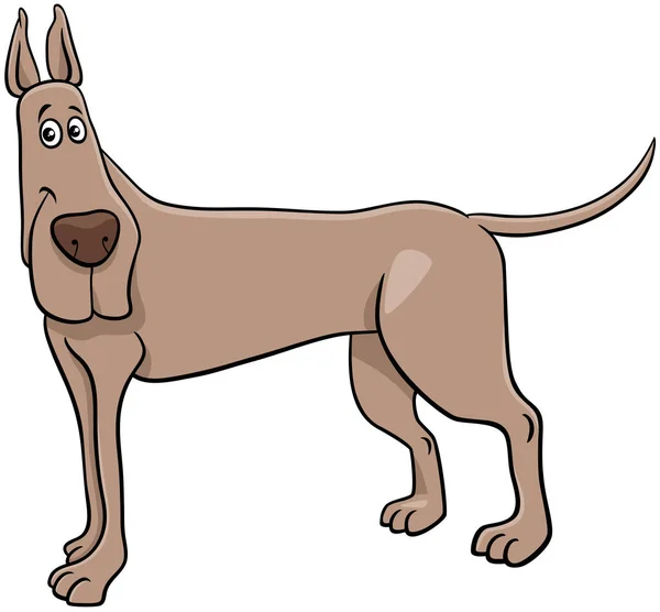 Büyük Danua Safkan Köpek Hayvan Karakterinin Çizgi Film Çizimi — Stok Vektör