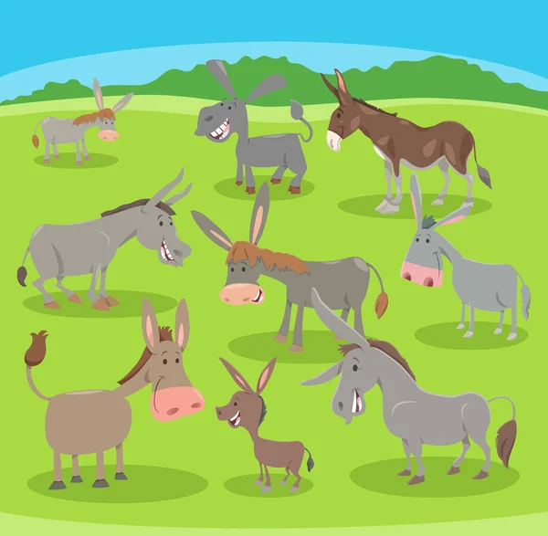 关于快乐驴农场动物的卡通图片说明 — 图库矢量图片