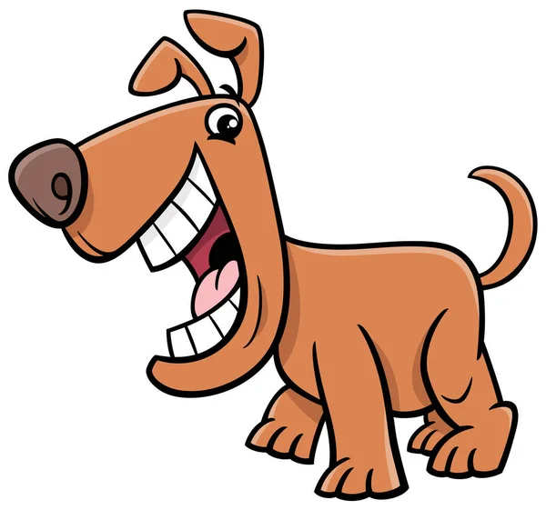 Cartoon Illustration Happy Brown Dog Comic Animal Character — Stockový vektor