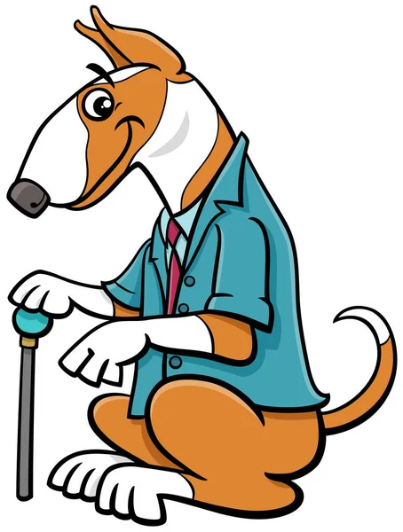 Cartoon Illustration Von Lustigen Bullterrier Reinrassigen Hund Tierfigur Einem Anzug — Stockvektor