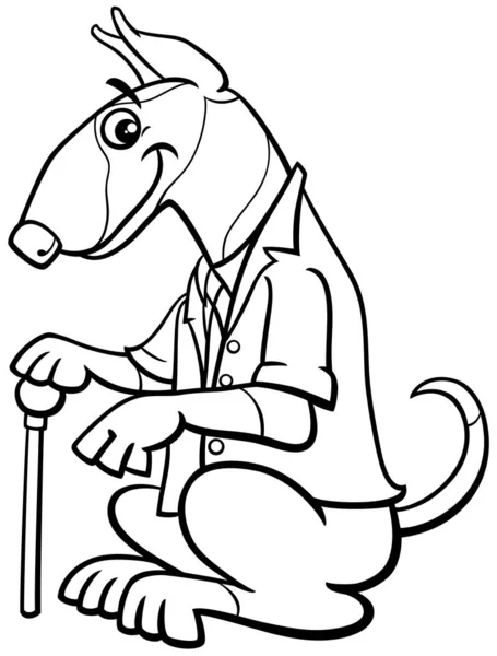 Siyah Beyaz Çizgi Film Çizimi Komik Boğa Teriyeri Saf Köpek — Stok Vektör
