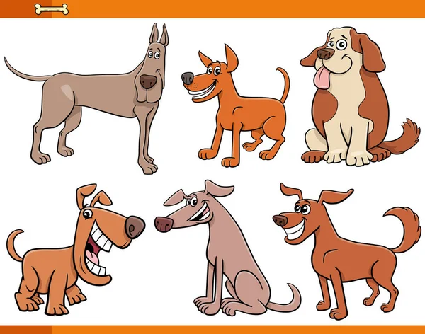 Γελοιογραφία Εικονογράφηση Των Αστείων Σκύλων Και Κουτάβια Comic Χαρακτήρες Των — Διανυσματικό Αρχείο