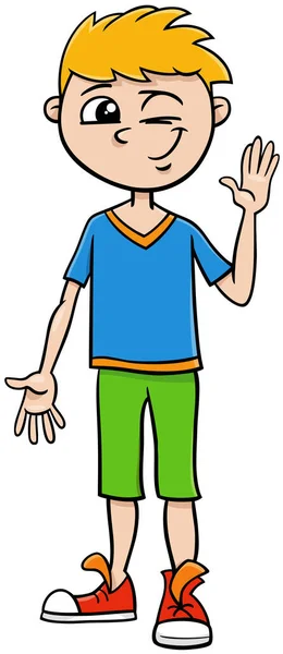 Desenhos Animados Ilustração Personagem Menino Idade Elementar Adolescente — Vetor de Stock
