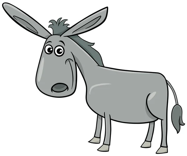 关于有趣的驴农场动物性格的卡通说明 — 图库矢量图片