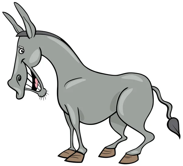 Ilustrasi Kartun Karakter Hewan Happy Donkey - Stok Vektor