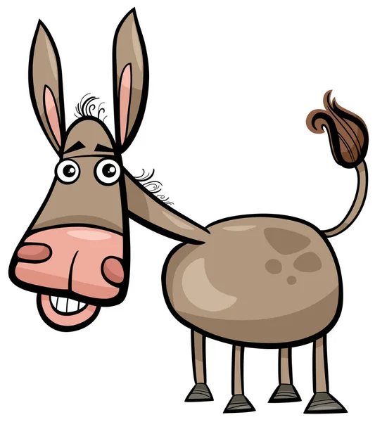 Desenhos Animados Ilustração Personagem Animal Engraçado Fazenda Burro —  Vetores de Stock