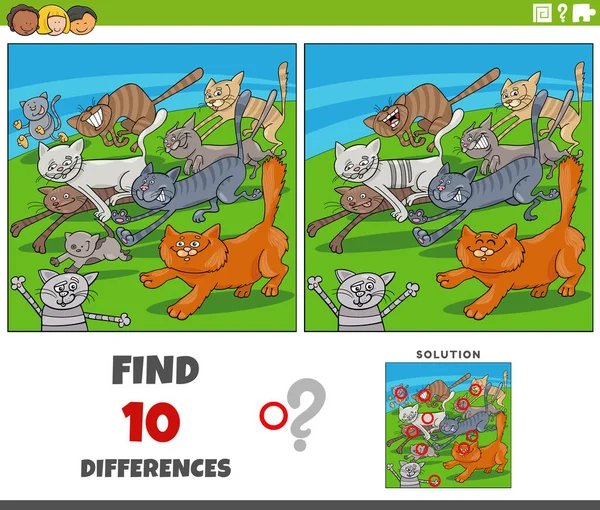 Çizgi Film Çizimi Komik Koşan Kedilerle Hayvansal Karakterler Arasındaki Eğitici — Stok Vektör
