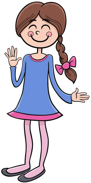 Γελοιογραφία Εικονογράφηση Του Δημοτικού Εφηβική Ηλικία Κορίτσι Κωμικό Χαρακτήρα — Διανυσματικό Αρχείο