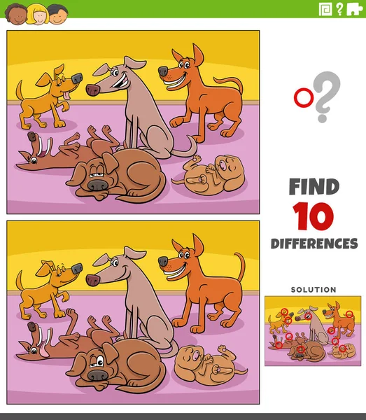 Cartoon Illustration Der Suche Nach Den Unterschieden Zwischen Bildern Bildungsaktivität — Stockvektor
