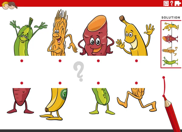 果蔬酱配比图解教育游戏的卡通画 — 图库矢量图片