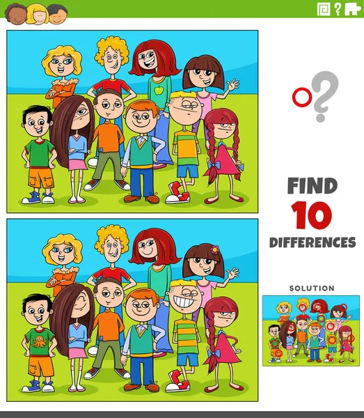 Desenhos Animados Ilustração Encontrar Diferenças Entre Fotos Jogo Educativo Com —  Vetores de Stock