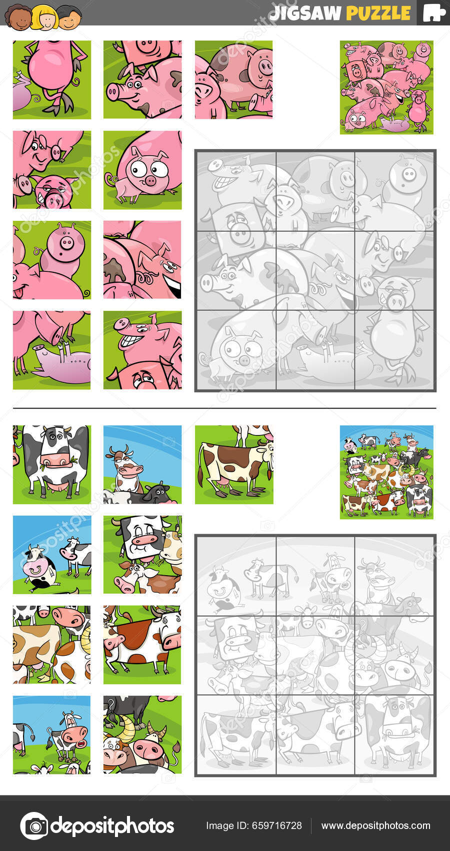 Cor Por Números Animal Porco. Jogo De Quebra-cabeça Para Crianças Educação,  Desenho E Matemática De Aprendizagem Royalty Free SVG, Cliparts, Vetores, e  Ilustrações Stock. Image 182400705